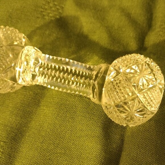 Vintage Imperial Glass Barbell-Shaped Clear Cut Crystal Knife Rest - Picture 5 of 5